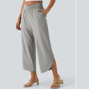 HALARA Gray Cropped Wide-Leg Pants